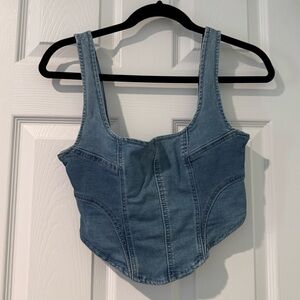 PrettyLittleThing Blue Denim Crop Top